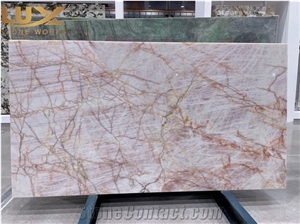 Cristallo Pink Quartzite Slabs, Scarlet Crystal Quartzite