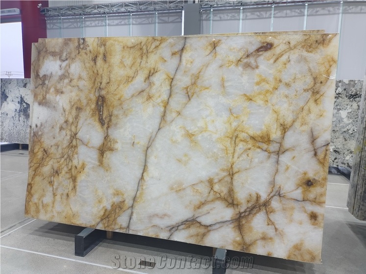 Exotic Yellow Crystal Quartzite Slabs