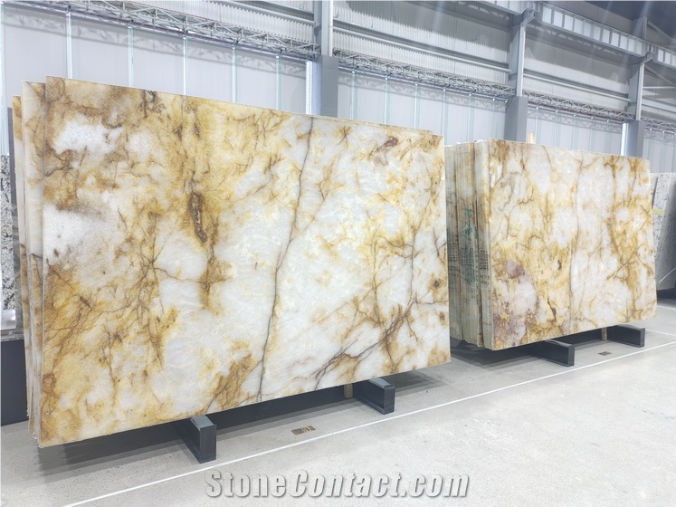 Exotic Yellow Crystal Quartzite Slabs