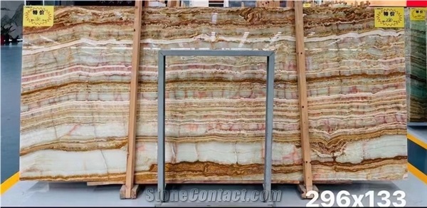 Green Brown Jade Onyx Slab,  Onyx Green Vein Cut Slabs