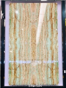 Green Brown Jade Onyx Slab,  Onyx Green Vein Cut Slabs