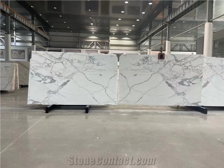 Italy Calacatta Carrara Marble Slabs, Pure White Marble Slab
