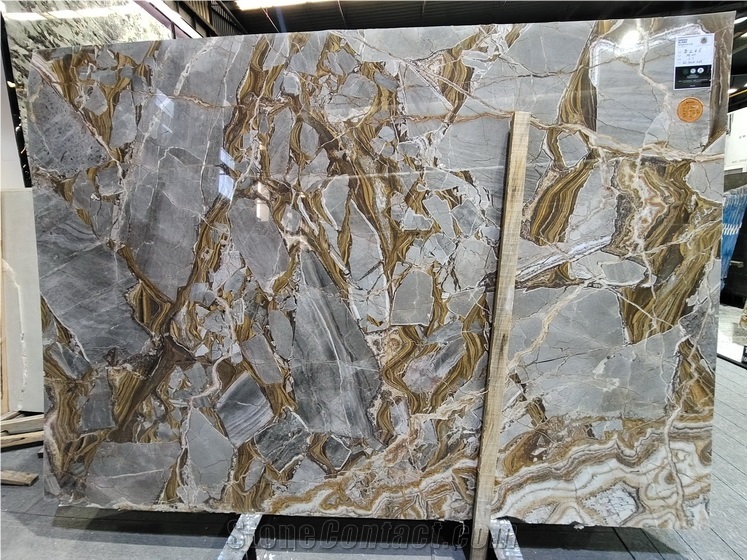 Luxury Golden Shadow Marble Slabs For Interior