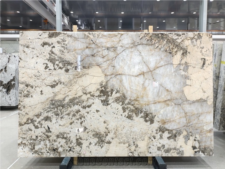 Luxury Patagonia Crystal Quartzite Slabs,Copenhagen White