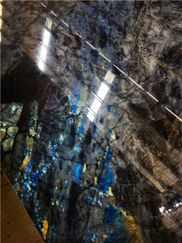 Madagascar Lemurian Blue Granite Slabs ,Labradorite Blue