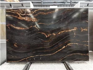 Magma Gold Granite Slabs, Exotic Braizl Black Granite Slabs