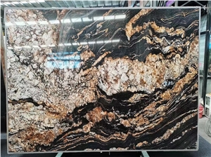 Magma Gold Granite Slabs, Exotic Braizl Black Granite Slabs