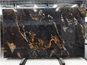 Magma Gold Granite Slabs, Exotic Braizl Black Granite Slabs