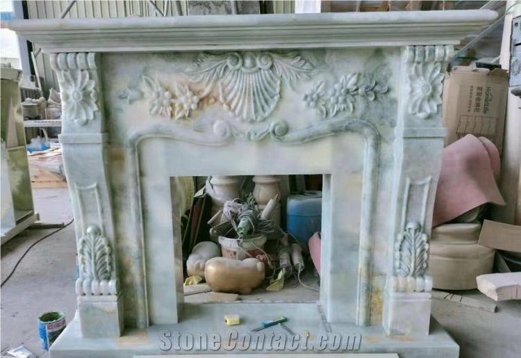 Natural Stone Surround Fireplace, Sculptured Fireplace