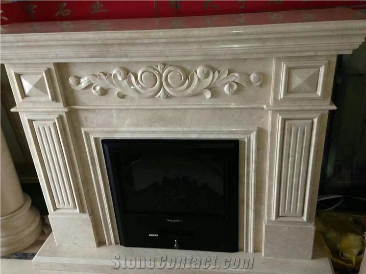 Natural Stone Surround Fireplace, Sculptured Fireplace