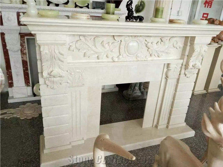 Natural Stone Surround Fireplace, Sculptured Fireplace