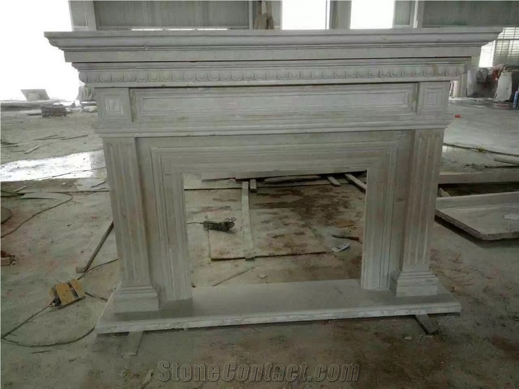 Natural Stone Surround Fireplace, Sculptured Fireplace
