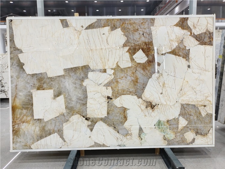 Patagonia Gold And White Quartzite Slabs,Copenhagen Slabs