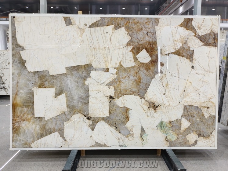 Patagonia Gold And White Quartzite Slabs,Copenhagen Slabs
