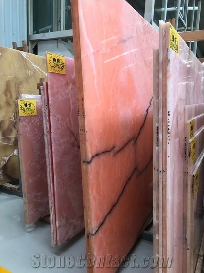 Persian Pink Blush Onyx, Pure  Flamingo Crystal Onyx Slabs
