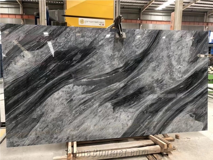 Phantom Black Marble Slabs, Grey Marble With Black Veins