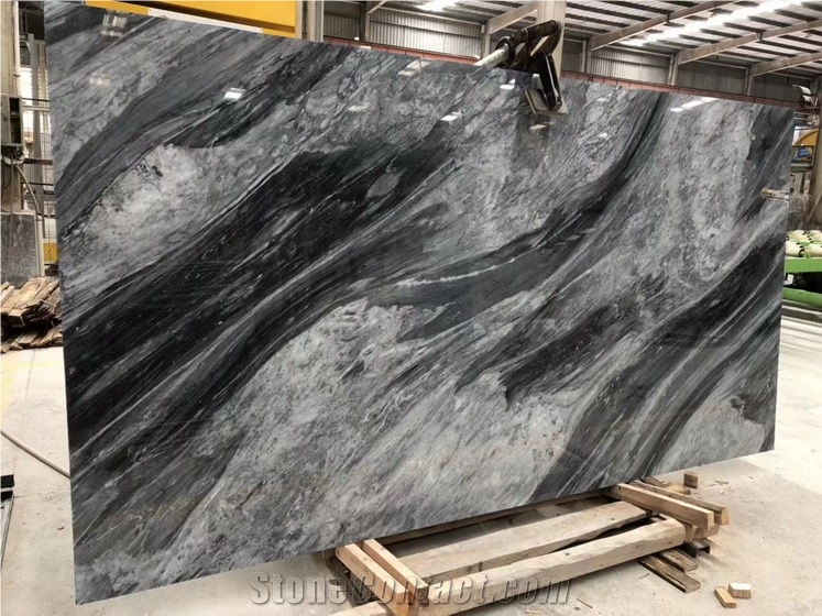 Phantom Black Marble Slabs, Grey Marble With Black Veins
