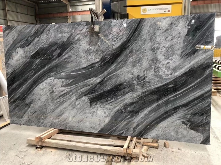 Phantom Black Marble Slabs, Grey Marble With Black Veins