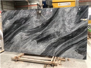 Phantom Black Marble Slabs, Grey Marble With Black Veins