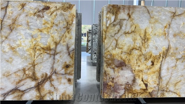 Yellow Cristallita Quartzite , Crystal Yellow Quartzite Slab