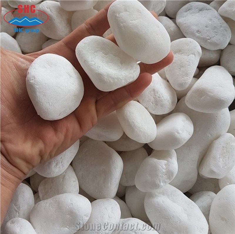 Snow White Pebbles Tumbled Pebbles For Decoration