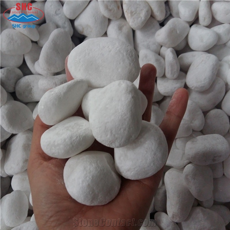 Snow White Pebbles Tumbled Pebbles For Decoration