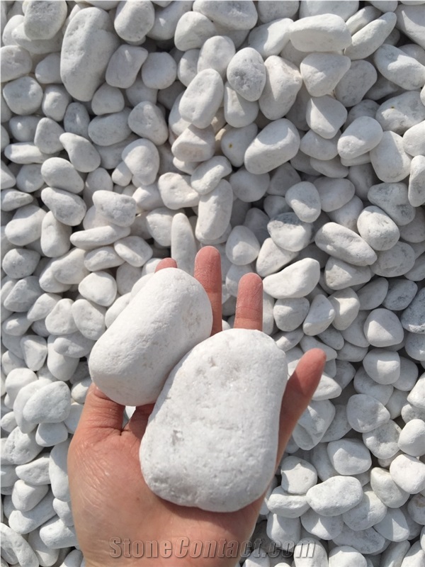 Snow White Pebbles Tumbled Pebbles For Decoration
