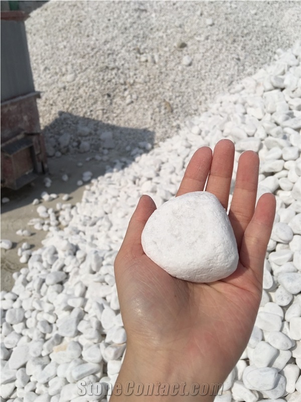 Snow White Top Grade Tumbled Pebbles For Garden Decoration