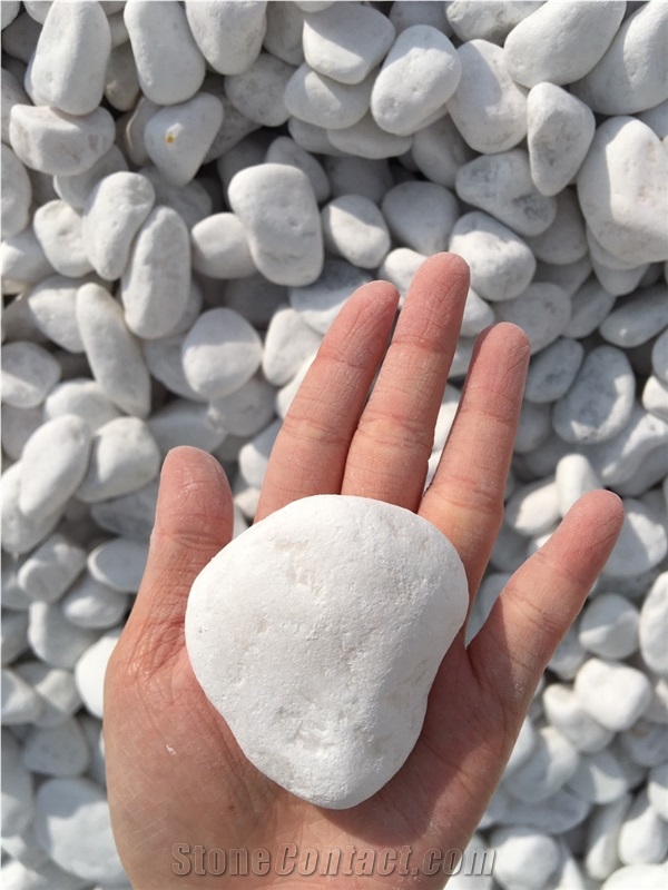 Snow White Top Grade Tumbled Pebbles For Garden Decoration