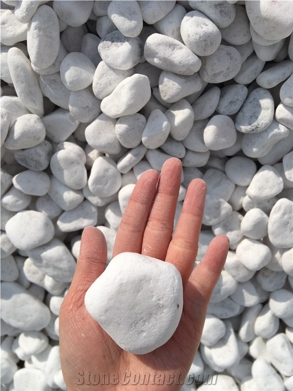 Snow White Top Grade Tumbled Pebbles For Garden Decoration