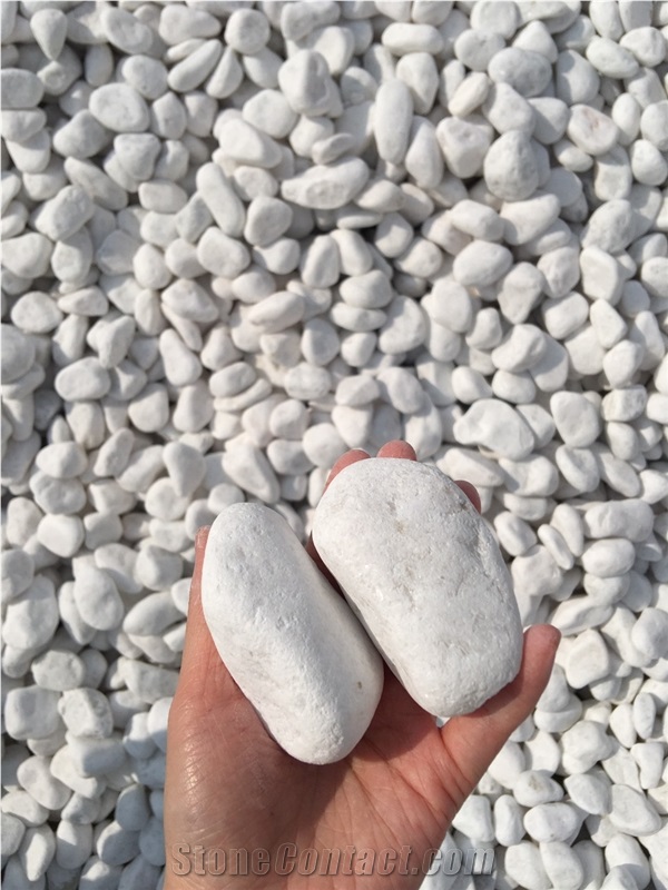 Snow White Top Grade Tumbled Pebbles For Garden Decoration
