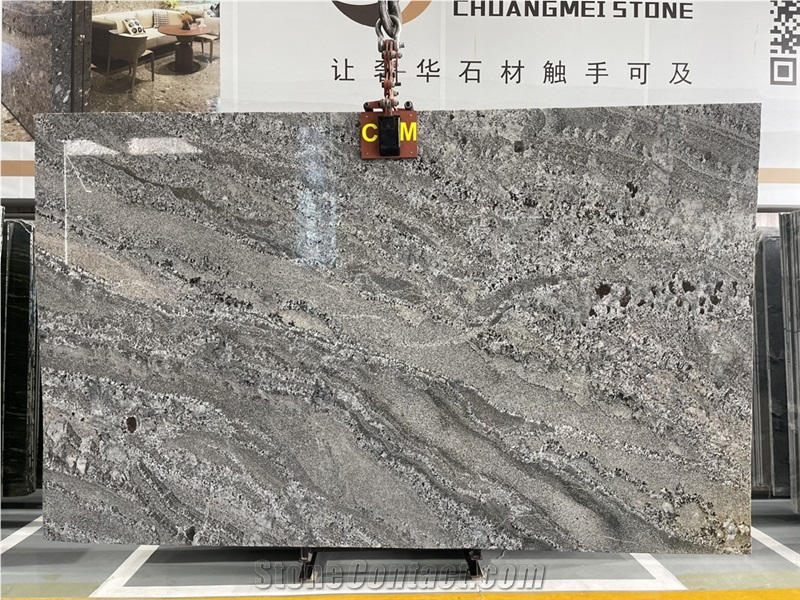 Amber Blue White Mesh Texture Granite