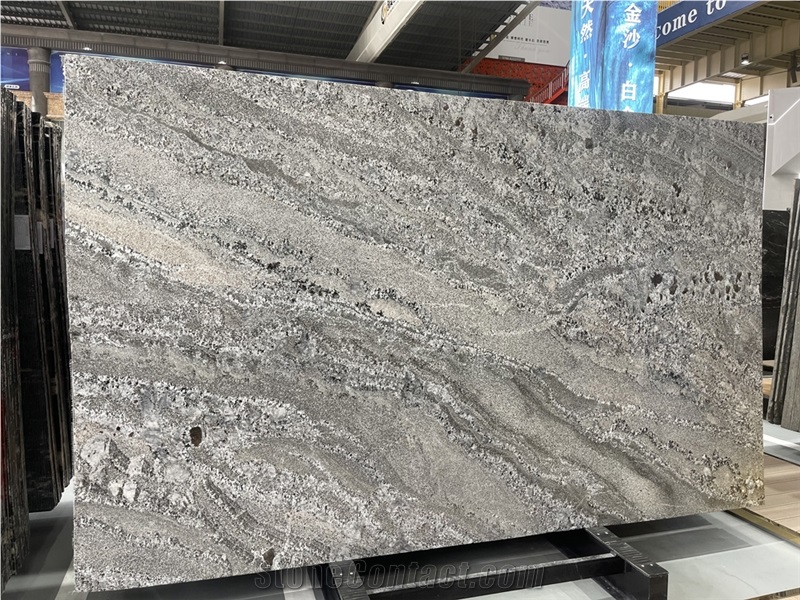 Amber Blue White Mesh Texture Granite