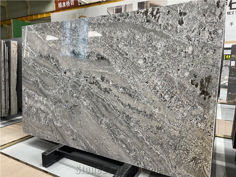 Amber Blue White Mesh Texture Granite