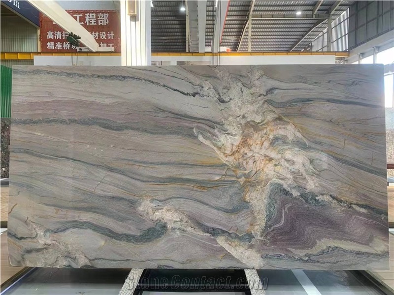 Natural Stone Polished Macaubas Fantasy Quartzite Slab