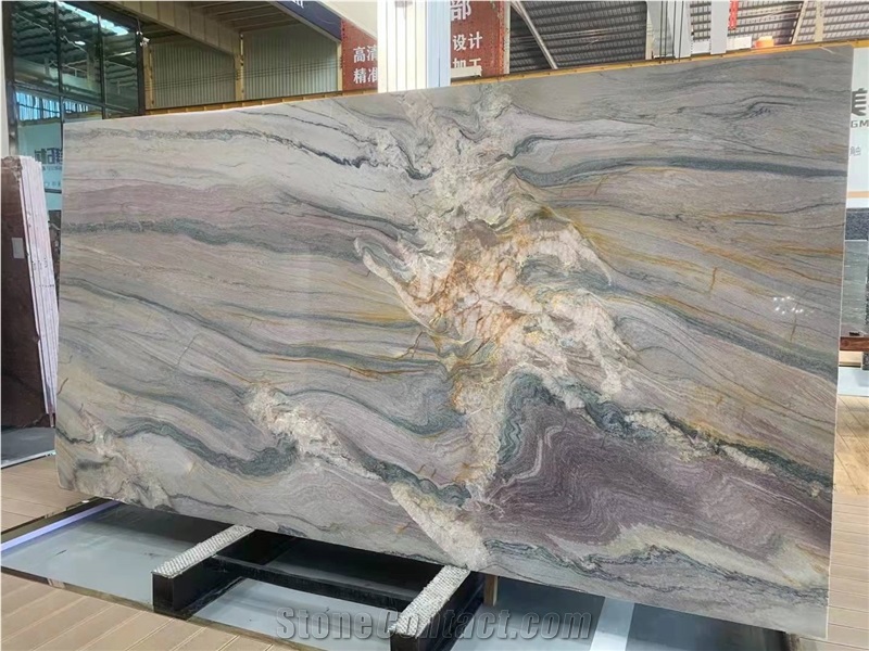 Natural Stone Polished Macaubas Fantasy Quartzite Slab