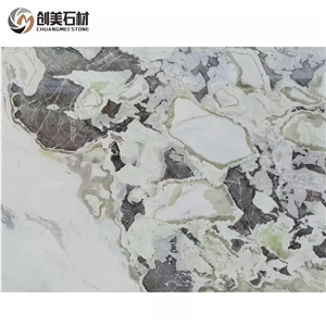 White Green Veins Marble Table Top