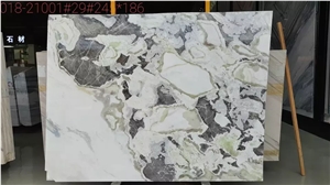 White Green Veins Marble Table Top