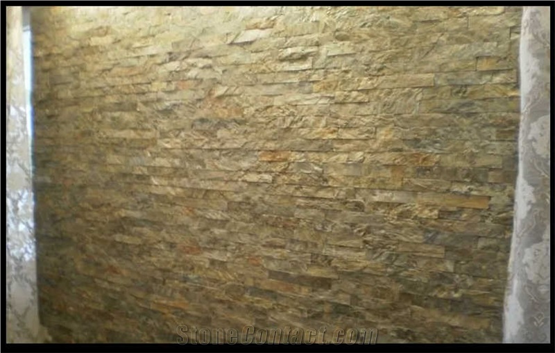 Yellow Struganik Strip Wall Panels, Stone Veneers