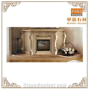 Customized Modern Beige Marble Fireplace Mantel Surround