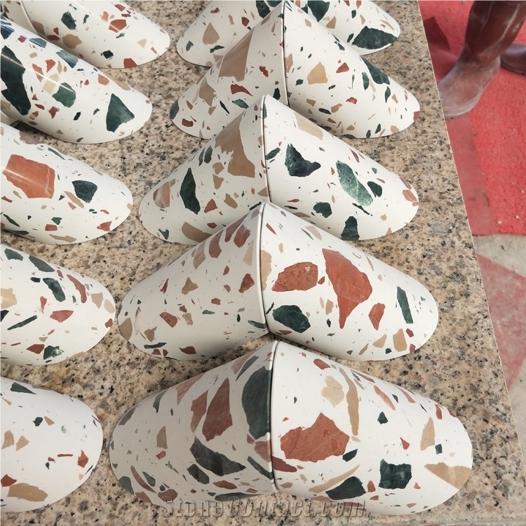 Terrazzo Home Decor Stone Bookend Sets For Shelves