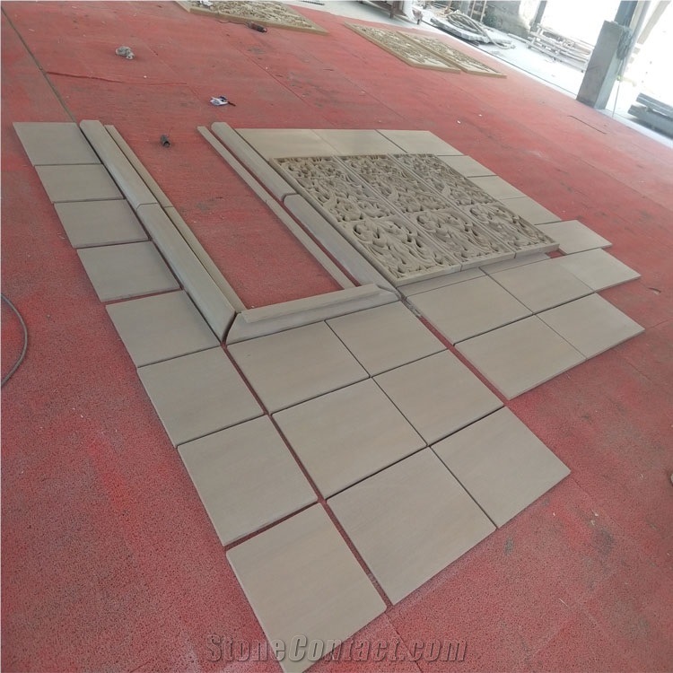 China Yellow Sandstone Relief For Interior Wall CNC Carving