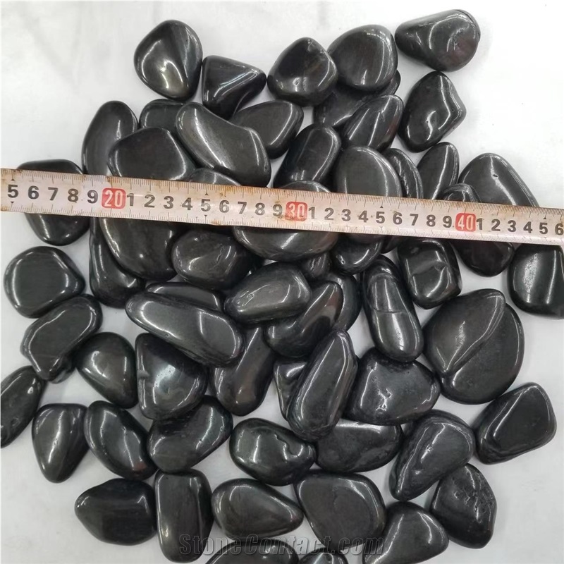 Decoration River Rock Polished Black Nature Stone Pebble