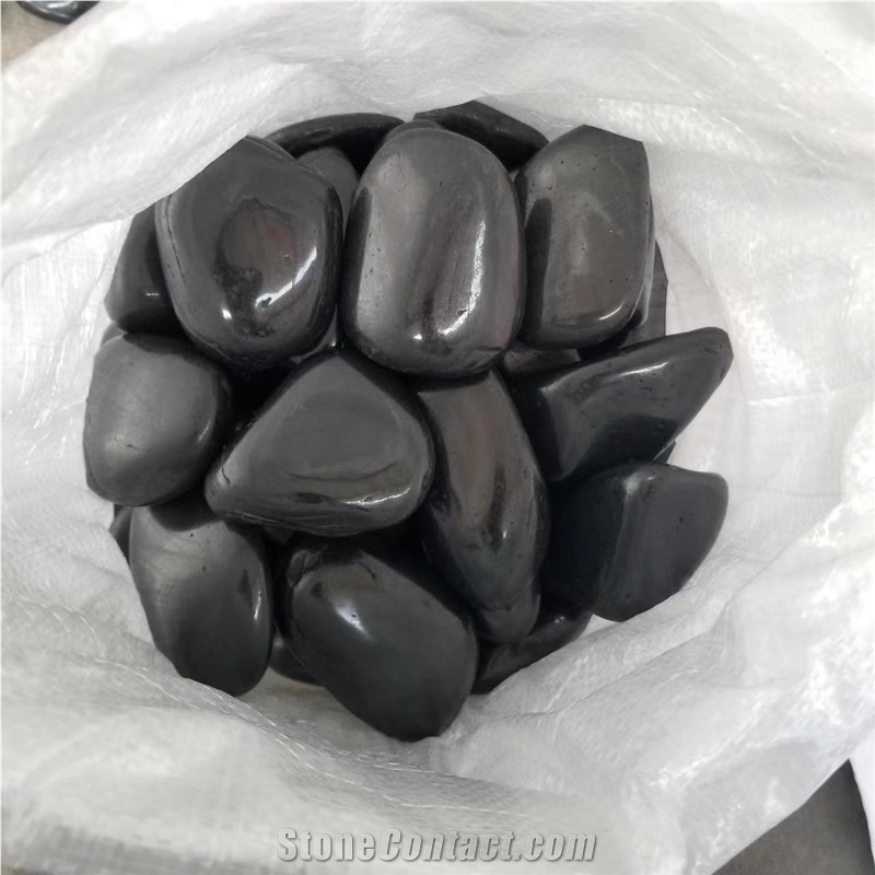 Decoration River Rock Polished Black Nature Stone Pebble