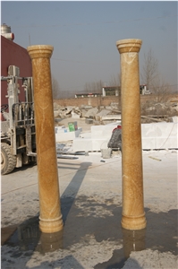 Round Roman Column Design Natural Stone Beige Marble Pillars