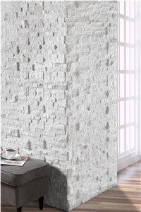Splitface Corner Glacier White Marble Ledger Corner