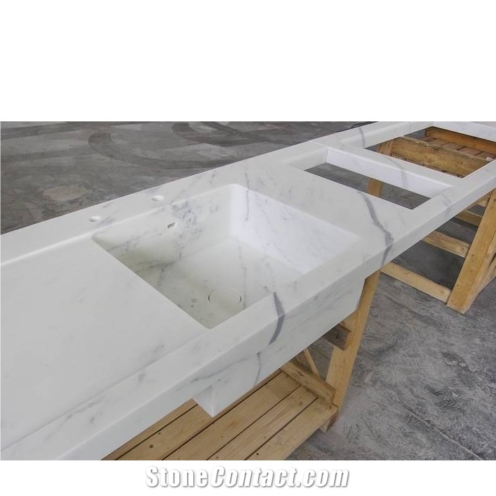Bianco Carrara Marble Kitchen Countertops