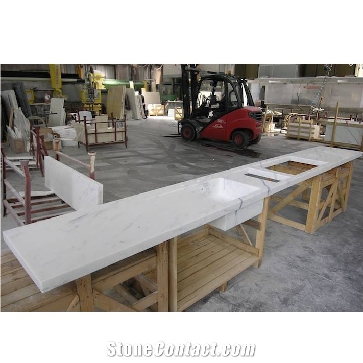 Bianco Carrara Marble Kitchen Countertops