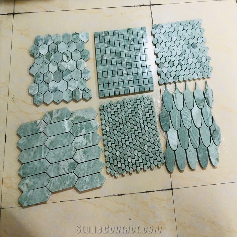 China Green Mosaic Tile For Bathroom And Floor