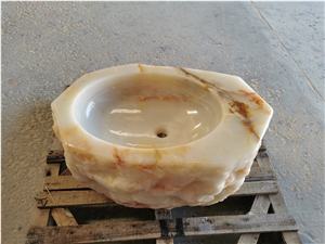 Luxury Customized Natural White Onyx Wash Basin Sink